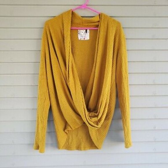 Anthropologie Akemi + Kin Mustard Wrap Sweater - Picture 5 of 8